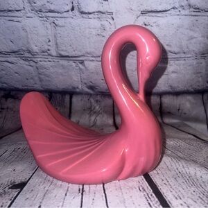 Vintage‎ Pink Swan Ceramic Washcloth Towel Holder 1980’s